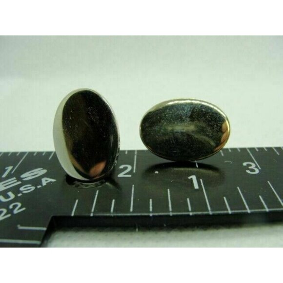 Men Vintage Cufflinks Classic Engrave Bullet Style Silver Tone Oval - Picture 7 of 7